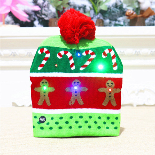 Julepynt Forsyninger Voksen og Børn Strikket Julehue Farverig Lysende Strikket Hue High-End Ældre Knitted hat [gingerbread man]]