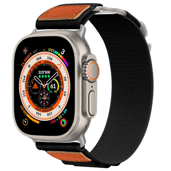 Urrem til Apple Watch iWatch 42/44/45/49mm sort brunt læder