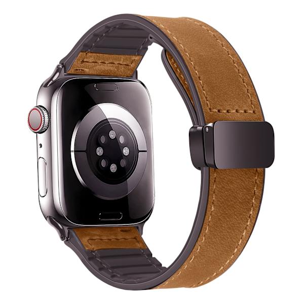 Klockarmband för Apple Watch iWatch 22mm Toppskikt läder Äkta läder crazy horse mönster - ljusbrun