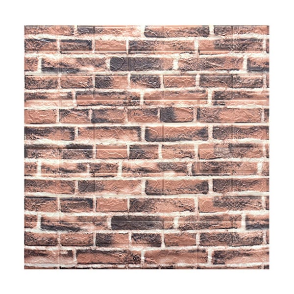 Självhäftande Väggpanel Stenimitation Tegelmönster 3D Skum Vattentät Tapet Tegelröd Brick Red