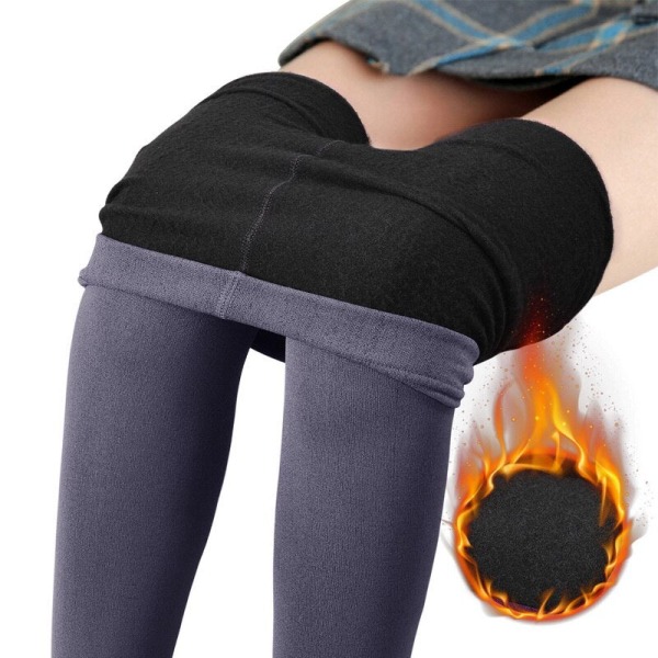 Vinter Varme Leggings Dame Termiske Bukser Polar Strømpebukser Sokkforede Bukser Fløyelsstrømpebukser Hud Effekt Høy Midje Ull Leggings with feet  purple 100g