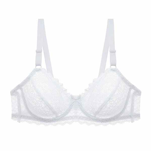 Ultratynd Plus Size Dame Undertøjs BH Solid Gennemsigtig Blonde Dame BH White 42C