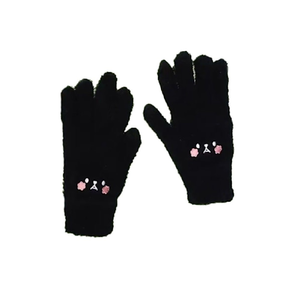 Vinter Plys Søde Pige Handsker Varme Fingerhandsker Broderi Blush Bjørn Uld Vanter Studenter Kolde Udendørs Cykelhandsker khaki One Size