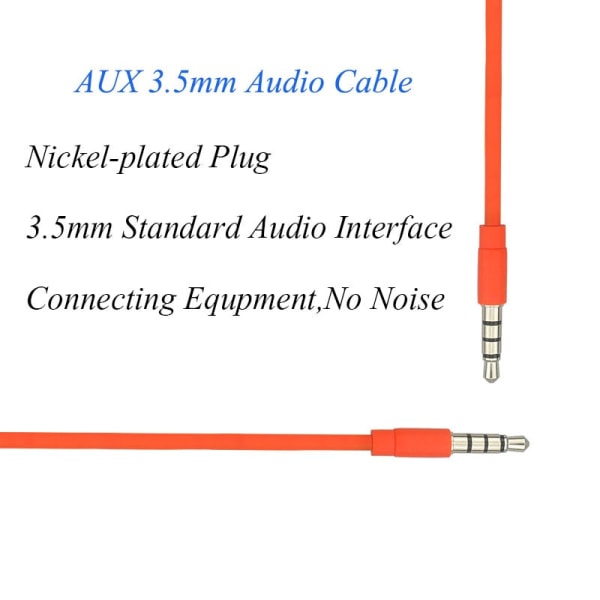 4-polig Aux-kabel 3,5 mm hane till hane ljudkabel Nickelpläterad kontakt Stereo ljudsladd för hörlurar högtalare MP3/4 CD-spelare Orange 0.5M