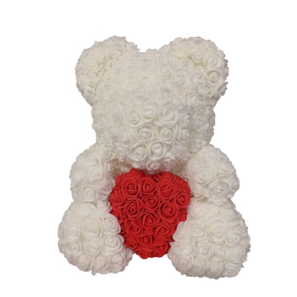 40cm Rose Bear Heart Konstgjord Blomster Rose Nalle För Kvinnor Alla hjärtans bröllop Födelsedag Julklapp Deep blue red H 40CM