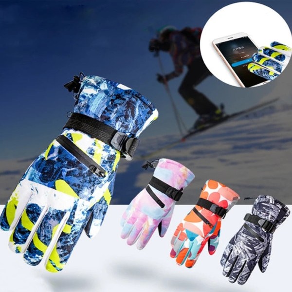 Vinter Snowboard Skidhandskar PU Läder Halkfri pekskärm Vattentät Motorcykel Cykling Fleece Varm snö Handskar Unisex Snowboard Gloves5 S