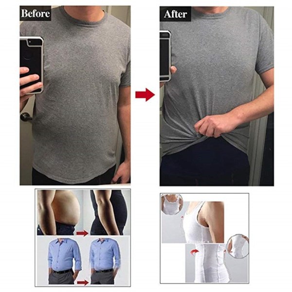 Shapewear Mäns Slimming Shaper Hållningsväst Man Mage Mage För Corrector Kompression Body Building Fettförbränning Bröstkorsett Mage Gray S