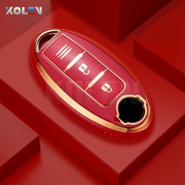 TPU Bil Fjernbetjening Nøgle Etui Cover Skal Til Nissan Qashqai X-Trail T31 T32 Juke J10 J11 Tiida Altima Pathfinder Kicks Til Infiniti C Style Red