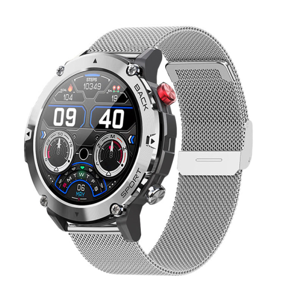 Smartklocka för musikuppspelning, utomhus, tålig, IP67, lång batteritid, multisport Silver Gray
