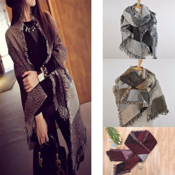 Dam Scarfs Oversized Tartan Lång Kashmir Filt Bekväm Andningsbar Pläd Sjal Wraps Casual Vardagskläder Höst Och Vinter gray