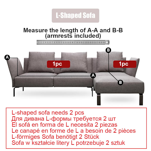 Elastisk sofabetræk til stue, ensfarvet sofabetræk, strækbart sofabetræk, hjørnesofa 1/2/3/4 personers L-formet sofa, skal købe 2 stk. Camel--1PC 1 seat 90-140cm