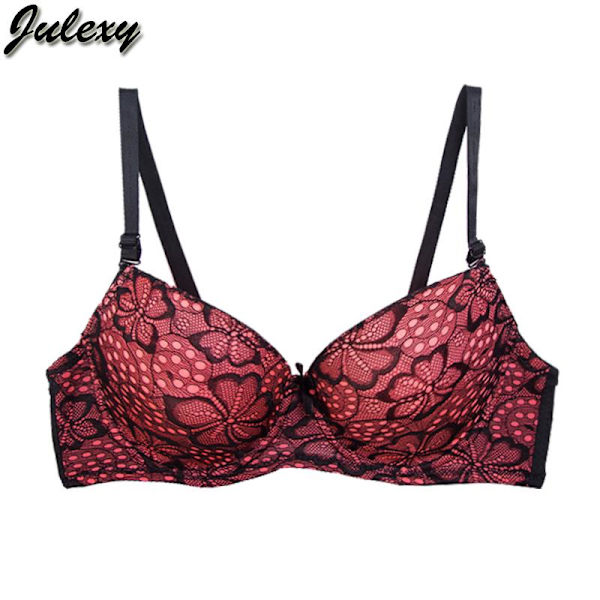 Sexig BC 75 80 85 90 95 100 Dam BH Stor Storlek Underkläder Kvinna Behå Spets Push Up Bralette Red 80C