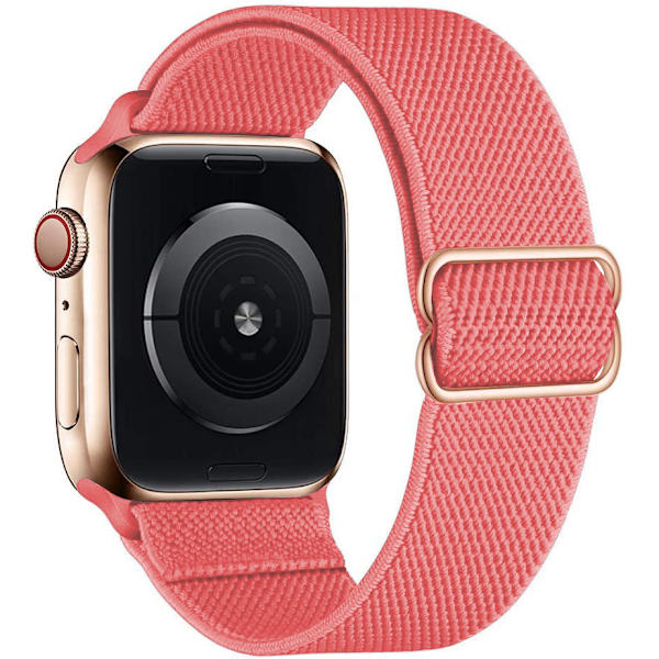 Nylonstropp for Apple Watch-reim 44 mm 40 mm 41 mm 45 mm Justerbar elastisk solo loop-beltearmbånd Apple Watch Series 7 6 se 5 4 3 rose pink 38mm - 40mm - 41mm