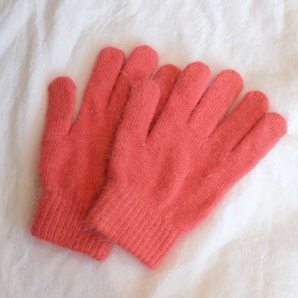 Nye Søte Kanin Strikkehansker Dame Vintervotter Fabrikkutsalg Pelshansker dame vinterhansker Dame Jente Votter 2021 Coral Red One Size