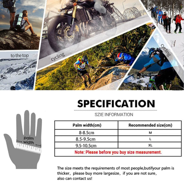 100% Vandtætte Cykelhandsker Vinter Herre Sports Full Finger Termiske Cykel Motorcykel Scooter MTB Landevejscykel Handsker GOL003 Black XL