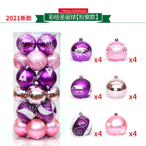 Julekugle Dekoration Kugle 6 CM24 Farvet Tegnekugle Pakke Dekorationer Juletræs Ornament Kugle Tønde Colored Drawing ball [Hongjin]]
