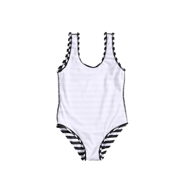 Baddräkt Europeisk Hel Baddräkt Barn Triangeldräkt Badkläder Black white strip M