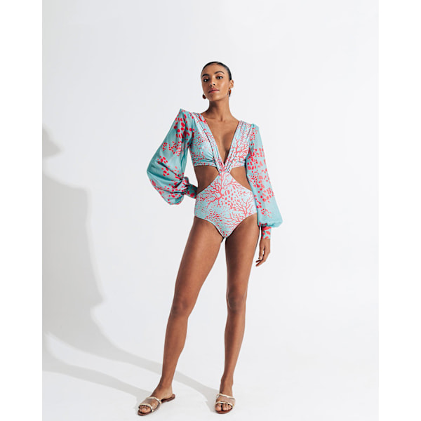 Trykket Langermet Bikini Sexy Hel Badedrakt Dame Pluss Størrelse Badetøy Black Plain S