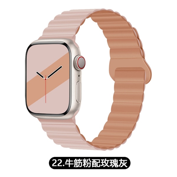Klockarmband för Apple Watch iWatch för 1-9 generationerna 38/40/41mm 22 senpulver med rosgrå