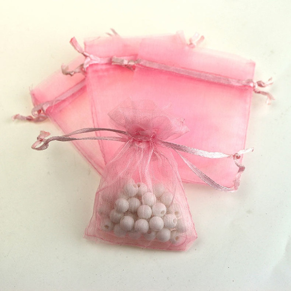 50 stk. Sheer Transparent Chiffon Organza Poser Jul Halloween Bryllup Fødselsdag Fest Slik Gaveæsker Smykker Emballage Poser Red 9x12cm