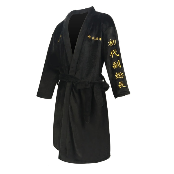 Tokyo Revengers Cosplay Kostume Sort Badekåbe Manjiro Sano Natkjole Varm Flanell Robe Efterår Vinter Pyjamas B S-m