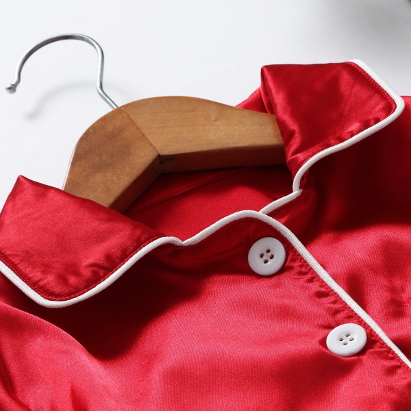 Matchande Julpyjamas Familj Pyjamas Satin Enfärgad Matchande Jul Sovkläder Red Kids 3-4 Years