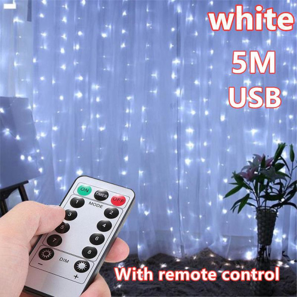 LED Fjärrkontroll Girlang Koppartråd Fairy Light för Vattentät Lysande Utomhusdekoration Ljus Warm white 5M