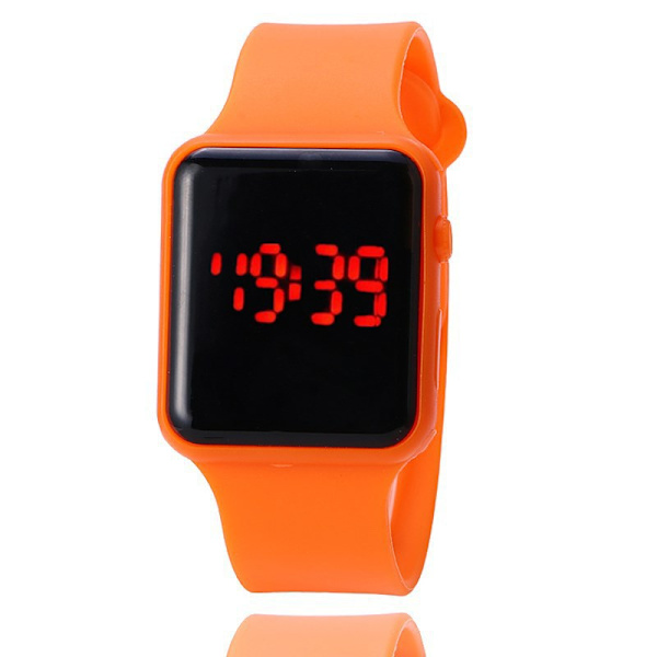 Apple Firkantet Mode Sports LED Silikone Elektronisk Børneur Red