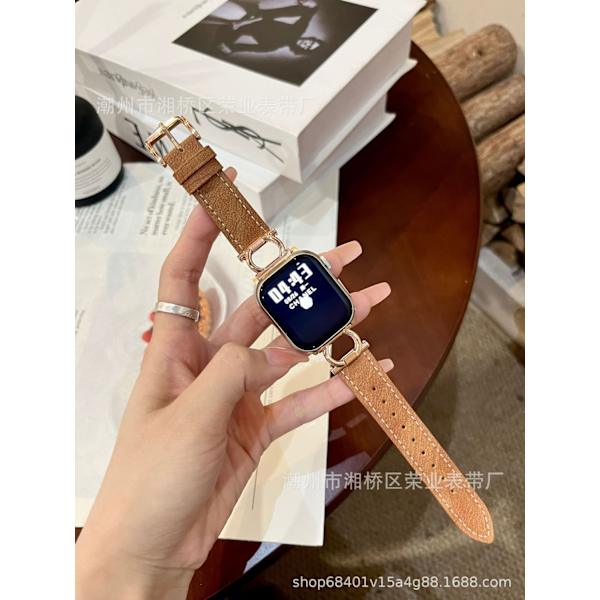 Klockarmband för Apple Watch iWatch 38/40/41mm 094 brun roséguldspänne