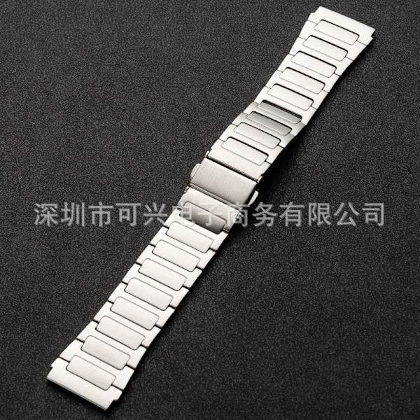 Klockarmband för Apple Watch iWatch 42/44/45/49mm anpassningsbart till tryckknäppning - silver konvex mynning + snabbfäste