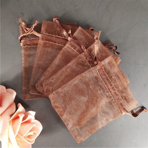 25/50 st/lot Vita Organzapåsar med Dragsko &amp; Små Påsar Smyckespaket Väskor Jul Bröllop Förpackning Presentpåsar 5z Red 13x18 cm