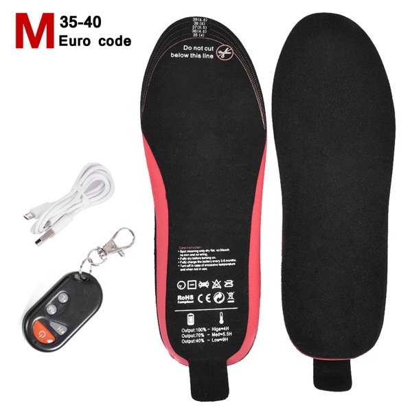 EVA Unisex Elektriske Varme Såler 2100mAh LED Trådløs Fjernbetjening Termisk Genopladelig Varme Pad Til Vinter Sport 4146 Size Black