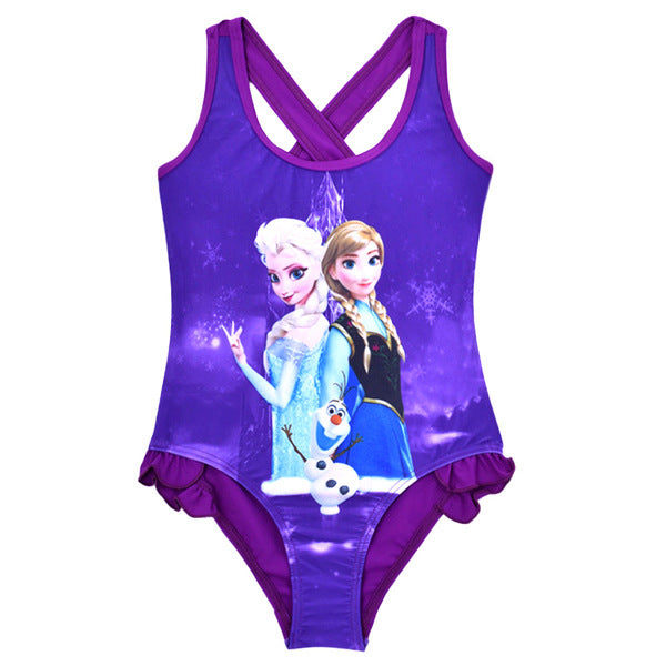 Bikini Børn Ét Stykke Badedragt Tegneserie Pige Badetøj CL043Blue 128~134