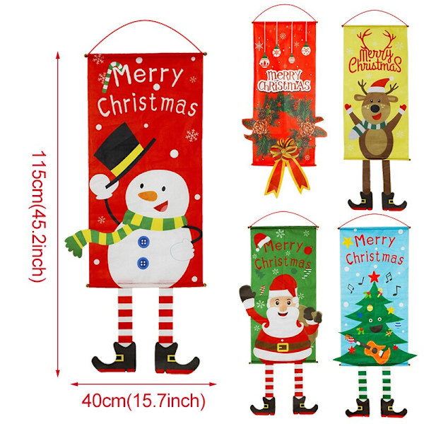 1 STK Jule Veranda Dør Banner Julemand Snemand Glædelig Jul Hængende Flag Julepynt Til Boligindretning Navidad G04 christmas tree
