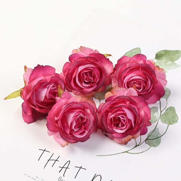 5 stk. Rose Kunstige Blomster Silke Fake Blomster Til Hjem Værelse Indretning Fest Bryllup Valentinsdag Dekorationer DIY Håndværk Tilbehør White 5PCS