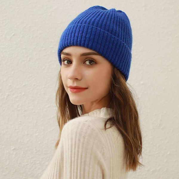 Enfärgad Stickad Mössa Barn Höst och Vinter Ny Koreansk Stickad Mössa Studenter All-Match Kupol Ullmössa Beanie Mössa Trend White Average size