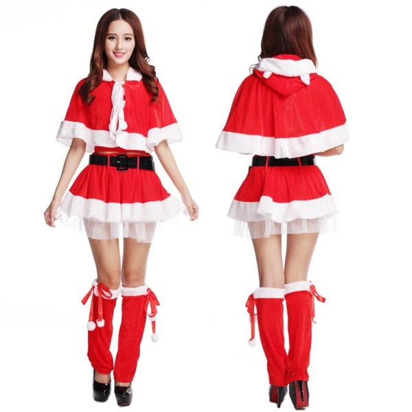 Jouluasu Seksikäs Nainen Halkio Cosplay Valkoinen Sametti Fleece Huivit Syvä Kiiltävä Body Lumityttö Asu Vuoden Mekko H17