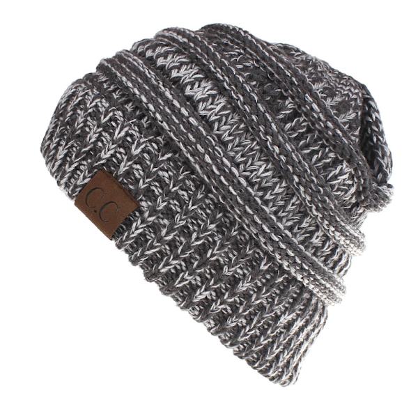 Ny Udendørs Hold Varm Vinter Uld Hat Akryl Åben Hue Med Hår Extensions Hat Til Mænd Og Kvinder Gray and white