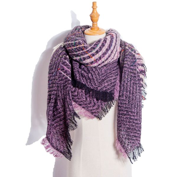 Uusi syksyn ja talven huivi, ympyrälanka, harjaksilla paksumpi ruudullinen neliöhuivi, viitta scarfgirl1089SF 135cm