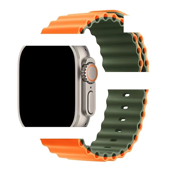 Klockarmband för Apple Watch iWatch 38/40/41mm Orange med Armégrön