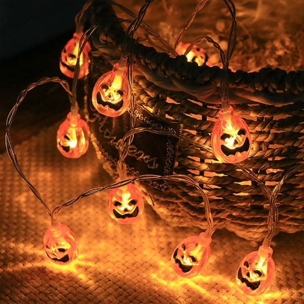 LED Halloween Ljusslinga Pumpa Fladdermus Dödskalle Ljus Skräck Halloween Hängande Dekoration För Hemfesttillbehör D 1.5m-10light