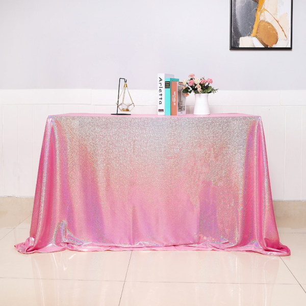 Bröllopsduk Födelsedagsfest Dessertduk Dekoration Förgyllning Laser Bröllopsbordsdekorationstillbehör Girl pink 220*340CM