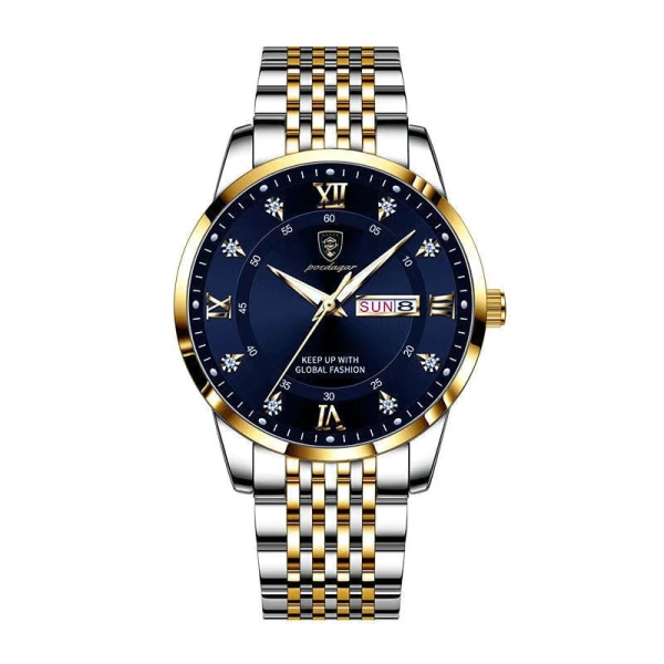 Herreklokke Rustfritt Stål Topp Kvalitet Luksus Trykknapp Skjult Lås Vanntett Lysende Dato Uke Sport Armbåndsur 826 GD WH S