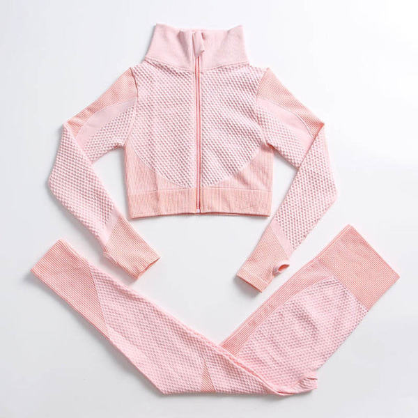 Yoga Set Träningskläder gym fitness för damer träningsdräkt top pents gray L
