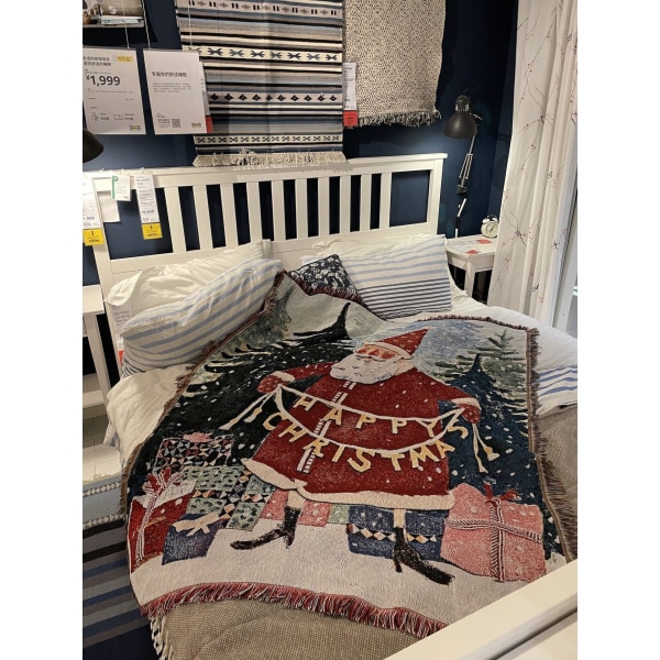 Glædelig Jul Egern Fyrretræs Tæppe Gobelin Vægdekoration Sofahåndklæde Six trees 130X160cm blanket