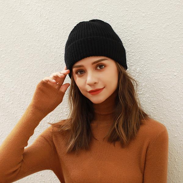 Enfärgad Stickad Mössa Barn Höst och Vinter Ny Koreansk Stickad Mössa Studenter All-Match Kupol Ullmössa Beanie Mössa Trend Caramel mocha Average size