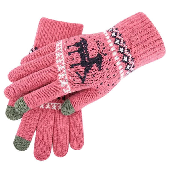 Dam Vinterhandskar Varma Touch Screen Svarta Pälshandskar Hel Finger Vantar Körhandskar Vindtäta Handskar Femmale Guantes Rose Red-B One size