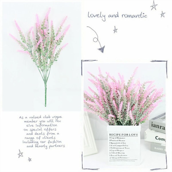 5 Grene Lavendel Kunstig Blomst Bryllup Hjem Dekoration 38cm Kunstig Plante Ører Romantisk Lilla Lavendel Flocking Vase Purple