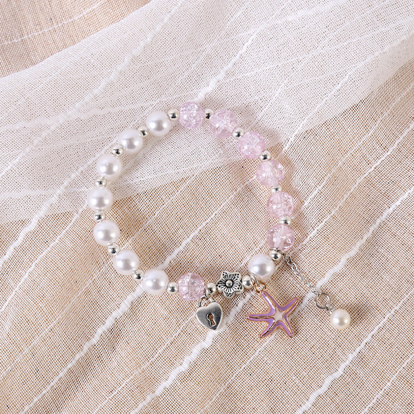 Nytt Konstnärligt Temperament Flickvänner Spräckt Kristallarmband Kvinnlig Grossist Nisch Japanskt och Koreansk Kitty Armband White starfish