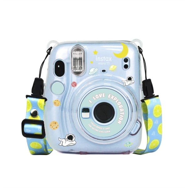 Til Polaroid Instax Mini11 Krystal Gennemsigtig Beskyttelsesetui Foto Opbevaringspose Skal Krystalskal Rem Reb Klistermærke Gradient purple
